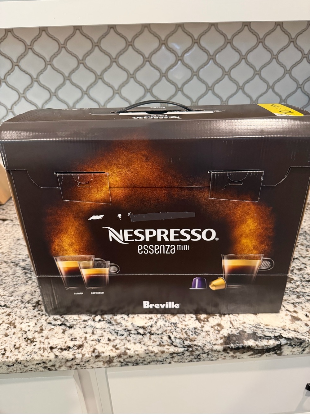 Nespresso Essenza Mini Box in Black and Orange Accents